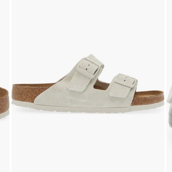 Birkenstock Arizona Soft Slide Sandal Antique White Suede main image 5